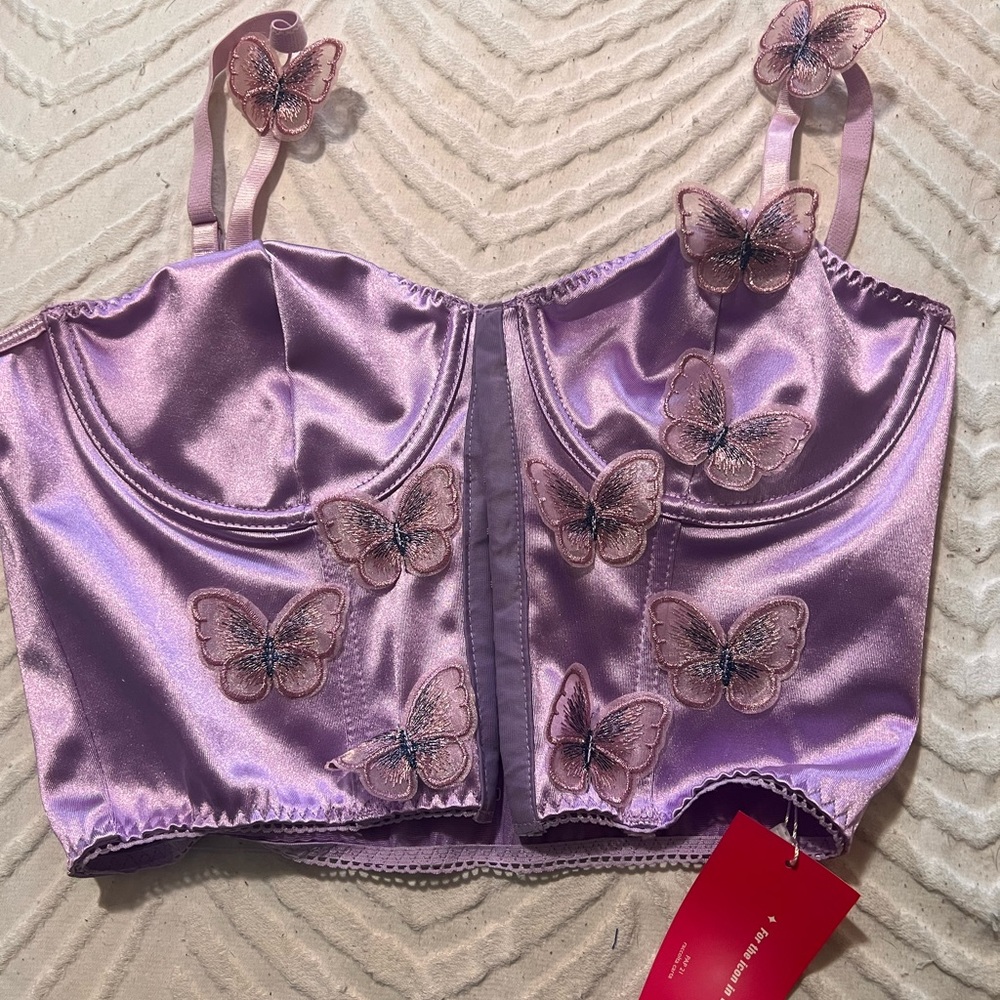 Purple corset butterfly top